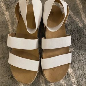 All white women’s size 11 wedge sandals